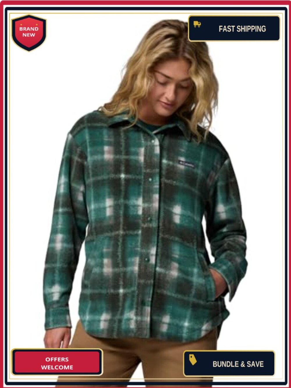 Cozy Plaid Fleece Shirt Jacket Women Snug Warm Snap Front